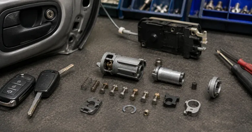 technician testing a car key fob during Car Lock Repair Tillsonburg