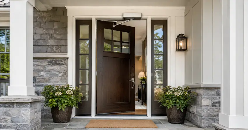 residential automatic door opener installed on exterior entry door in Frogmore, Tillsonburg