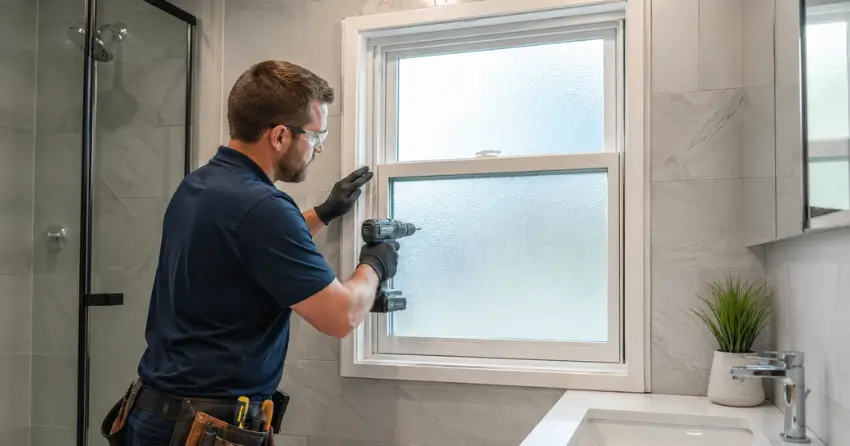 frosted glass installation bathroom window in Verschoyle, Tillsonburg