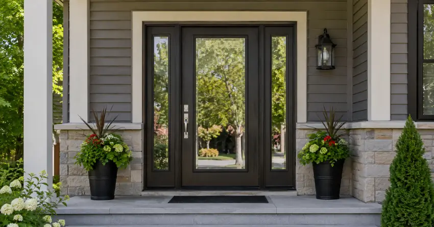 glass entry door with sidelights on a home in Frogmore, Tillsonburg