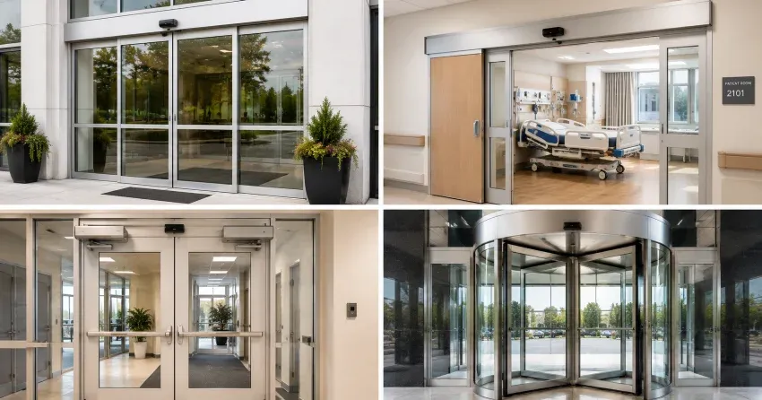 automatic door services technician completing system diagnostic in Tillsonburg